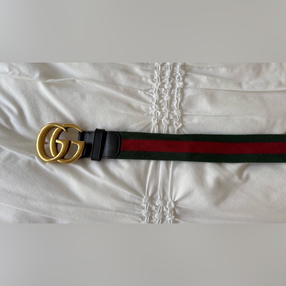 Gucci Marmont Belt with Green and Red Stripe
